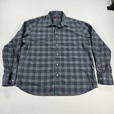 UNTUCKit Relaxed Fit Gray Long Sleeve Plaid Button Down Shirt Men's Size XL