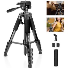 NEEWER TP55 71in Tripod with Phone Holder Pan Tilt Head for iPhone Video