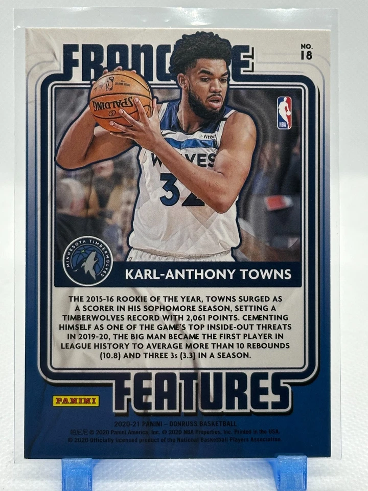Karl-Anthony Towns 2020-21 Panini Donruss Franchise Features #18 Timberwolves - Image 2 of 2