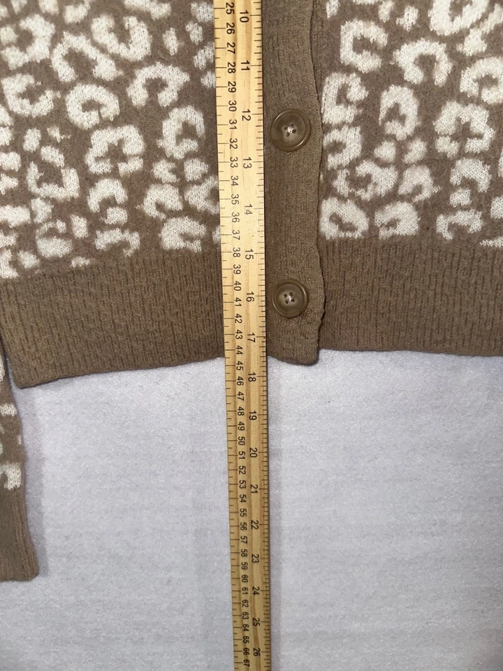Cárdigan Jessica Simpson Talla Pequeña Mujer Marrón Estampado Leopardo Nylon Mezcla Suéter Foto 3 de 4