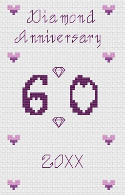 Diamon Wedding Number Anniversary Cross Stitch Card Kit or Pattern - Florashell