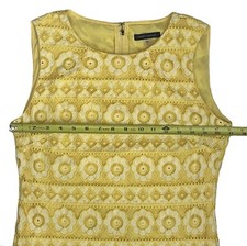 Tommy Hilfiger Dress Womens 6 Yellow White Lace Short Mini Sleeveless Retro
