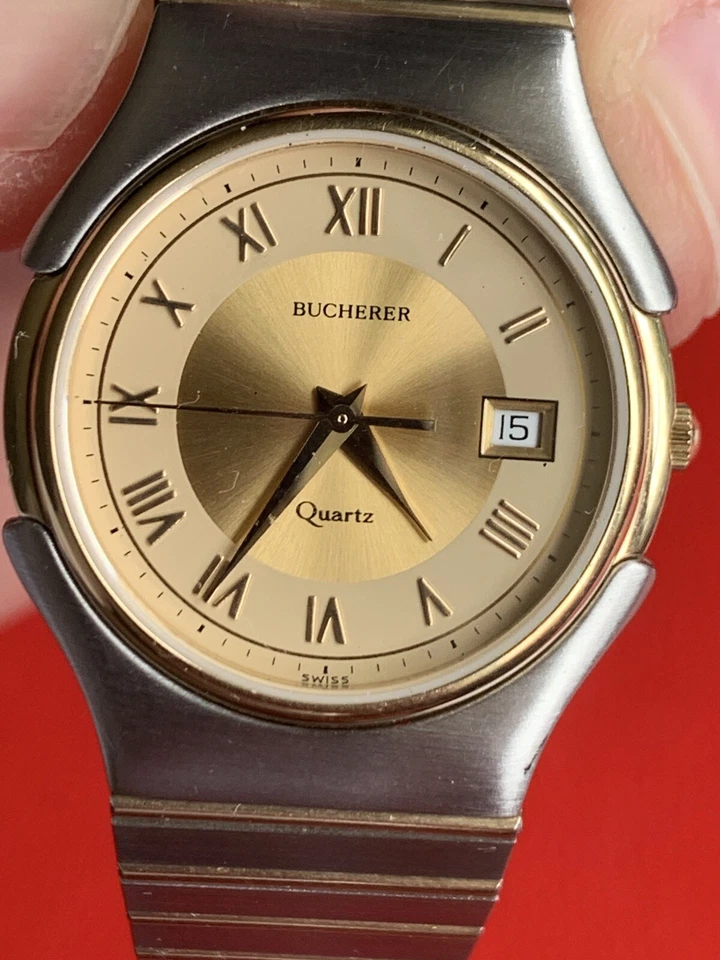 Vintage BUCHERER 80-18 Chrystal Sapphire Gold&sStaines Steel - Image 3 of 4