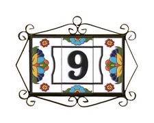 Hand-painted Miami Ceramic House Numbers Tiles 15x7.5cm | Optional Metal Frames