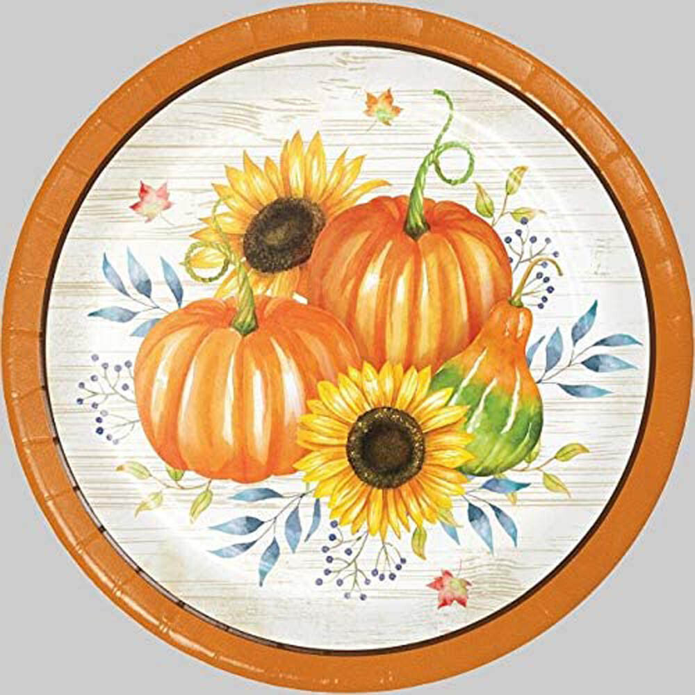 Thanksgiving Paper Party Plates 18cm Dessert Buffet Plate Autumn Pumpkin Harvest