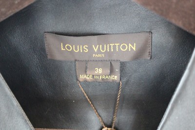 Louis Vuitton Black Coat With Leather Trim & Belt (CA36929) Size
