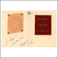 George Harrison 90s Signed Christmas Card To Guitar Technician Alan Rogan UK