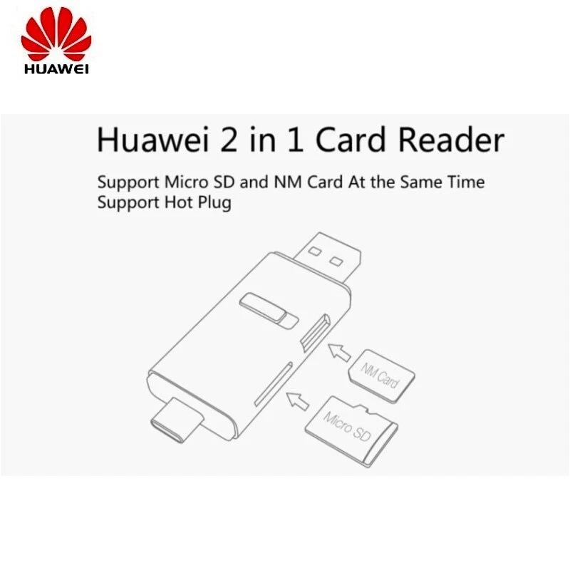Huawei 2 in 1 Memory  Card  Reader for Type C Dual USB Port NM  Memory Card USB - Image 2 of 4