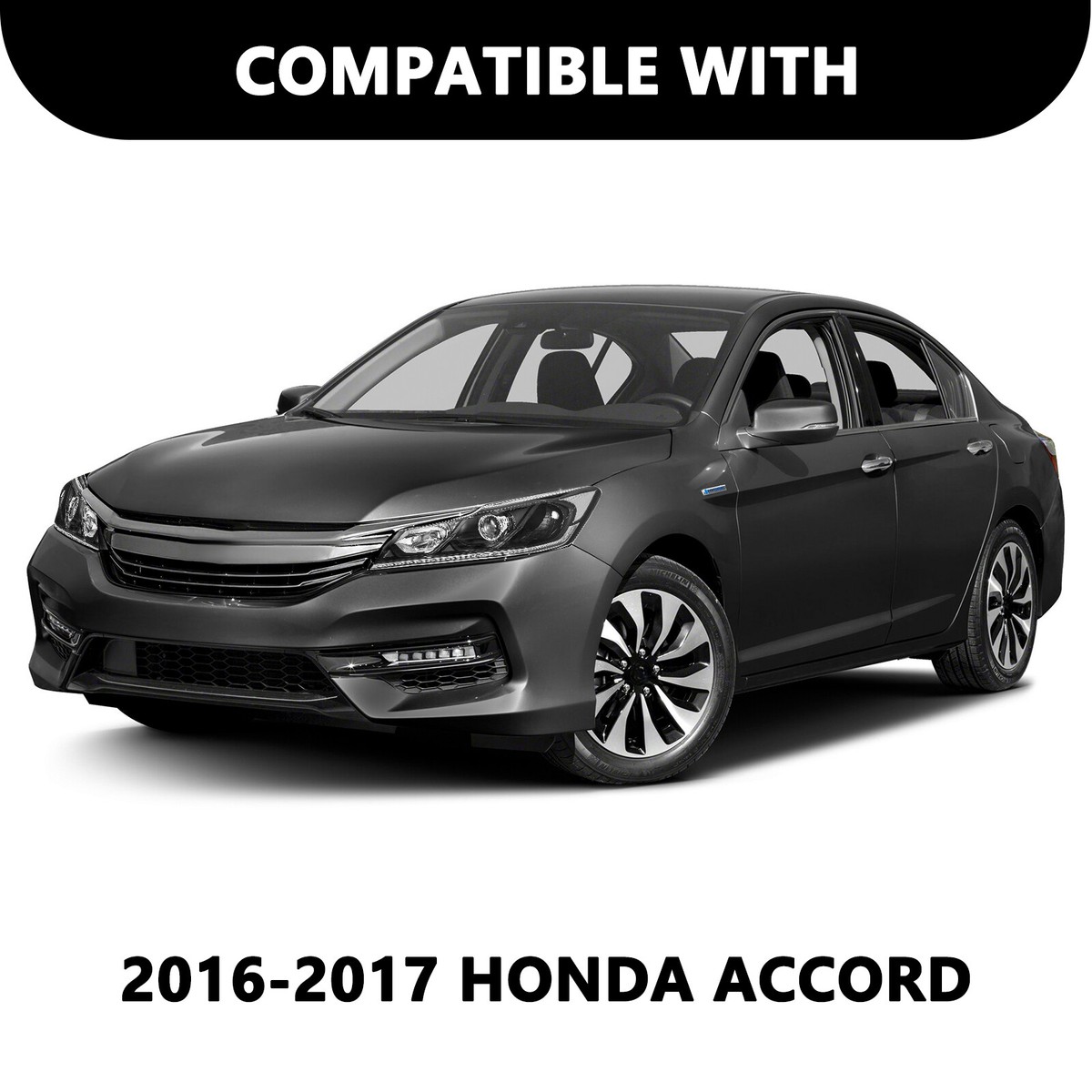 LED DRL Black Headlights With Clear Corner Lamps For 2016-2017 Honda Accord Sedan