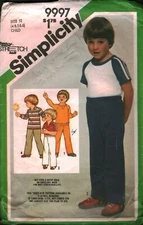 9997 Vintage Simplicity Sewing Pattern Boys Pullover Top Pull on Pants Casual 6