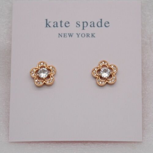 Kate Spade Women Jewery Cute Mini CZ Flower Stud Earrings Rose Gold tone Floral - Picture 1 of 4