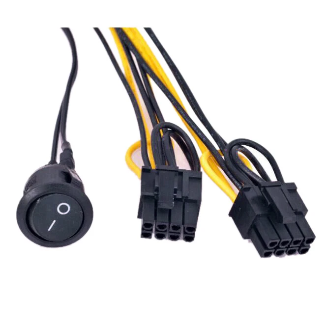 ATX 24 Pin to 2 Port PCIe 6+2 Pin 8 Pin 6Pin Power Cable + On Off Switch DZ fit - Image 3 of 4