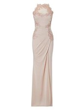 BNWT Lipsy Embroidered Lace Applique Ruched Wrap Fishtail Maxi Dress UK10 RP £85