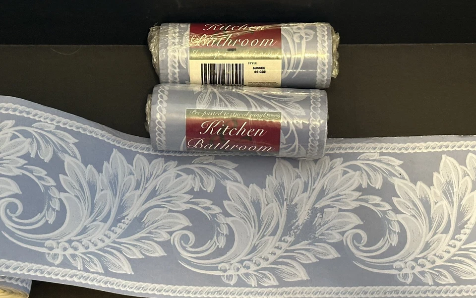 (3) Vintage Wallpaper Kitchen And Bathroom Inspirations Blue And White Sussex - Image 2 of 4