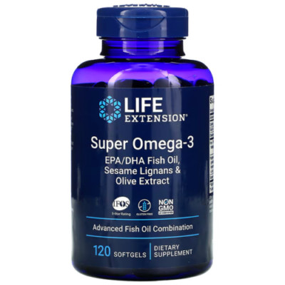 Life Extension Super Omega-3 Plus EPA/DHA Fish Oil/Olive/EPA/DHA 120gels