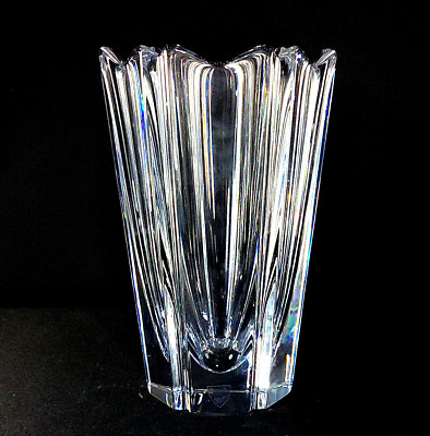 ORREFORS ORION VASE, Cut Lead Crystal, 7'', Silver Tag, SWEDEN
