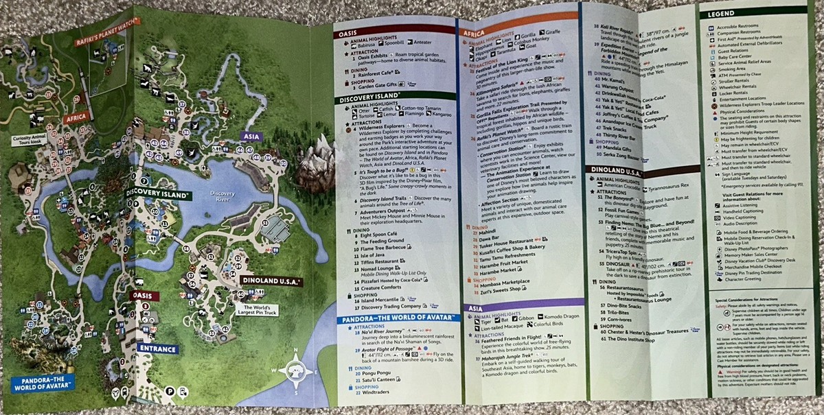 2025 Disney Parks Animal Kingdom Guide Map January 12 Dinoland USA Last Day  NEW