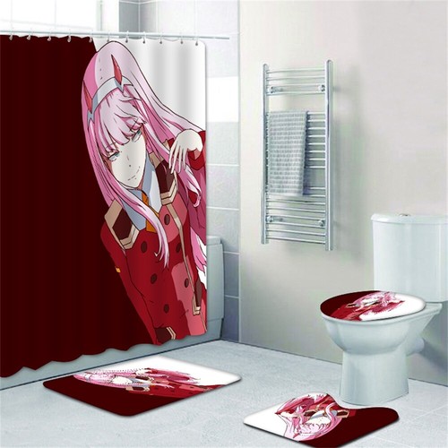 Darling in the Franxx Tenda Doccia Coperchio WC Tappeto Bagno Antiscivolo Set 4PZ - Foto 24 di 37
