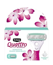 Schick Quattro For Women Sensitive Skin Razor Blades, 4 Cartridges
