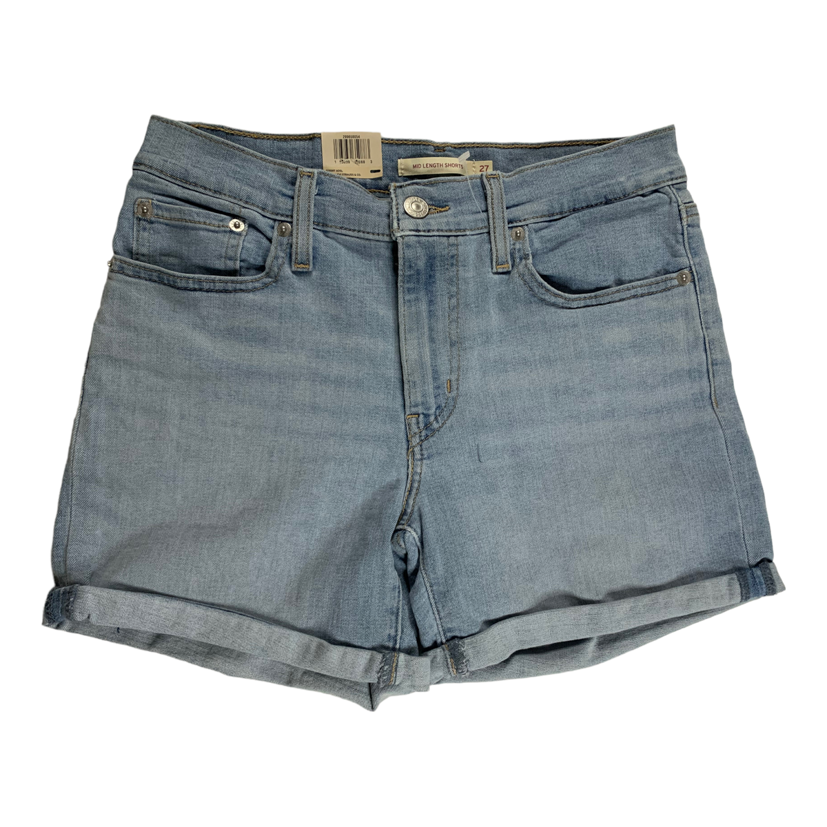 Levis Shorts Women's Size 27 Light Blue Cuffed Denim Shorts Mid