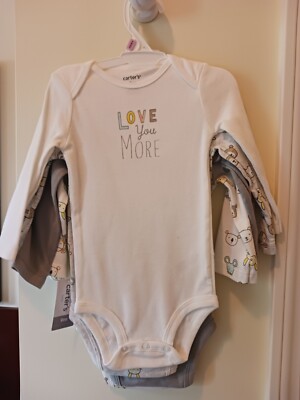 Carter's Little Baby Basics 4pk Long Sleeve Bodysuits-Unisex, Size 6-9mo