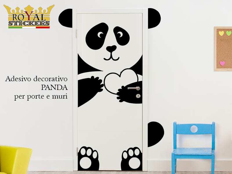 ADESIVO PANDA MURALE E PER PORTE.IDEALE PER DECORARE LA CAMERETTA DEI TUOI FIGLI