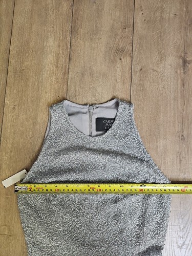 NWT Carmen Marc Valvo Womens Gray Beaded Sleeveless Midi Sheath Dress 4 - Picture 12 of 12