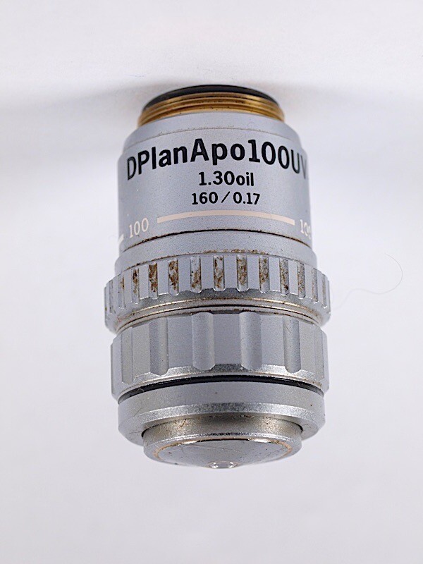 Olympus DPlanAPO 100x UV Oil w/ Iris Microscope Objective 160mm TL 