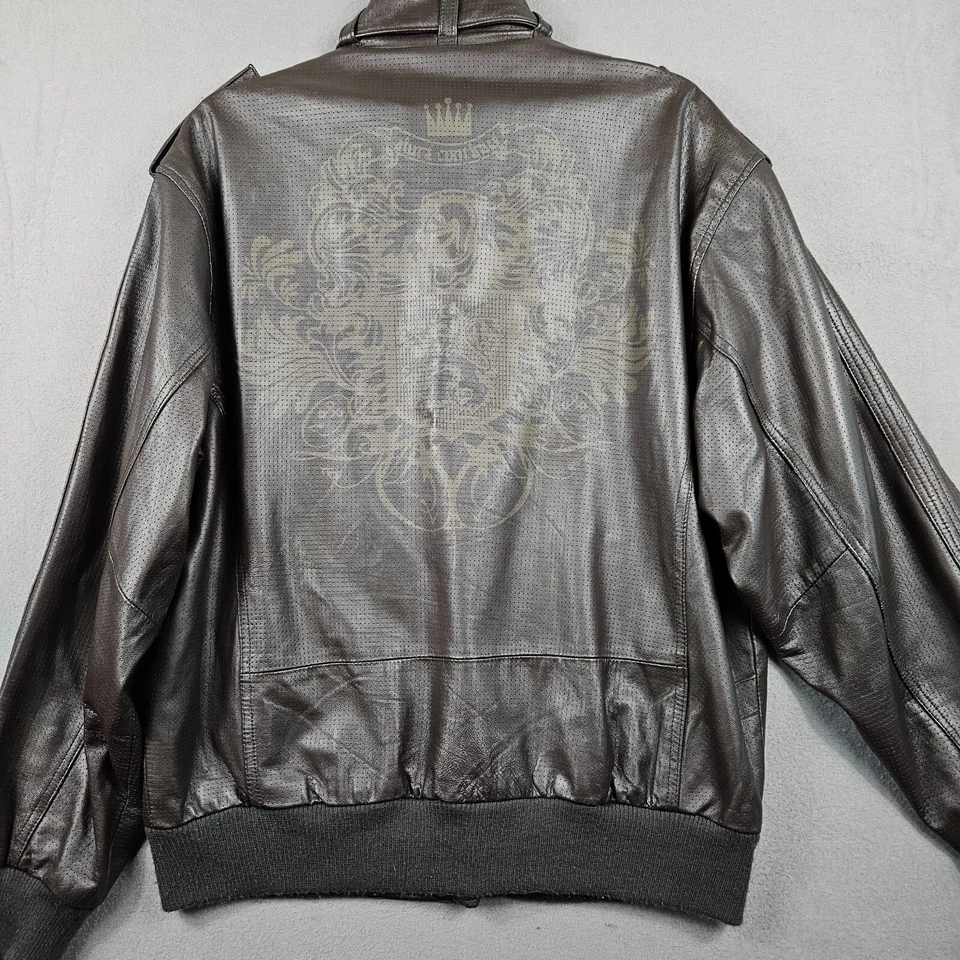 Chaqueta de cuero Live Mechanics para hombre 2XL marrón Rockabilly Biker Y2K Foto 2 de 4
