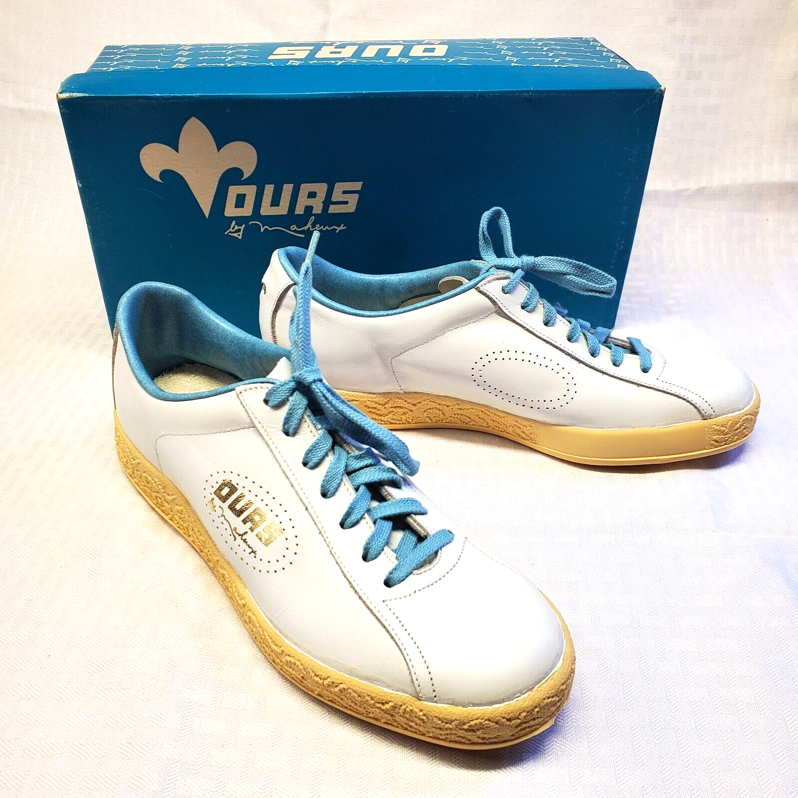 SAOLA Scarpe da tennis vintage Ours of America donna taglia 8 5 M suola in pelle bianca invecchiate con scatola