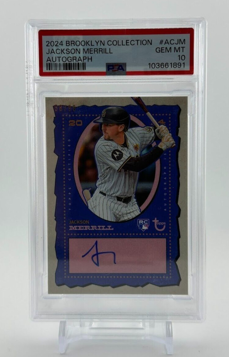 2024 Topps Brooklyn Collection Jackson Merrill Rookie Auto /99 PSA 10 Gem Mint
