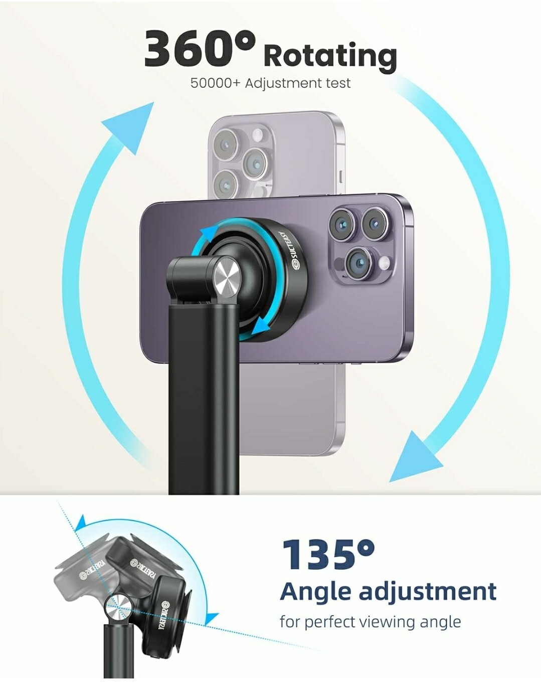 Sucteasy Adjustable Phone Stand, Automatic Suction Phone Mount, Phone