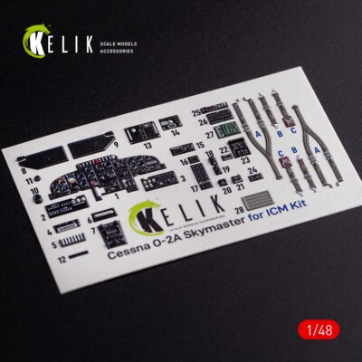1/48 ResKit K48079 O-2A Skymaster interior 3D decals small version for ICM  kit