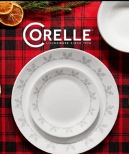 CORELLE CHRISTMAS WINTER SNOWFLAKES DINNERWARE 12 SET PC. PLATES AND BOWLS