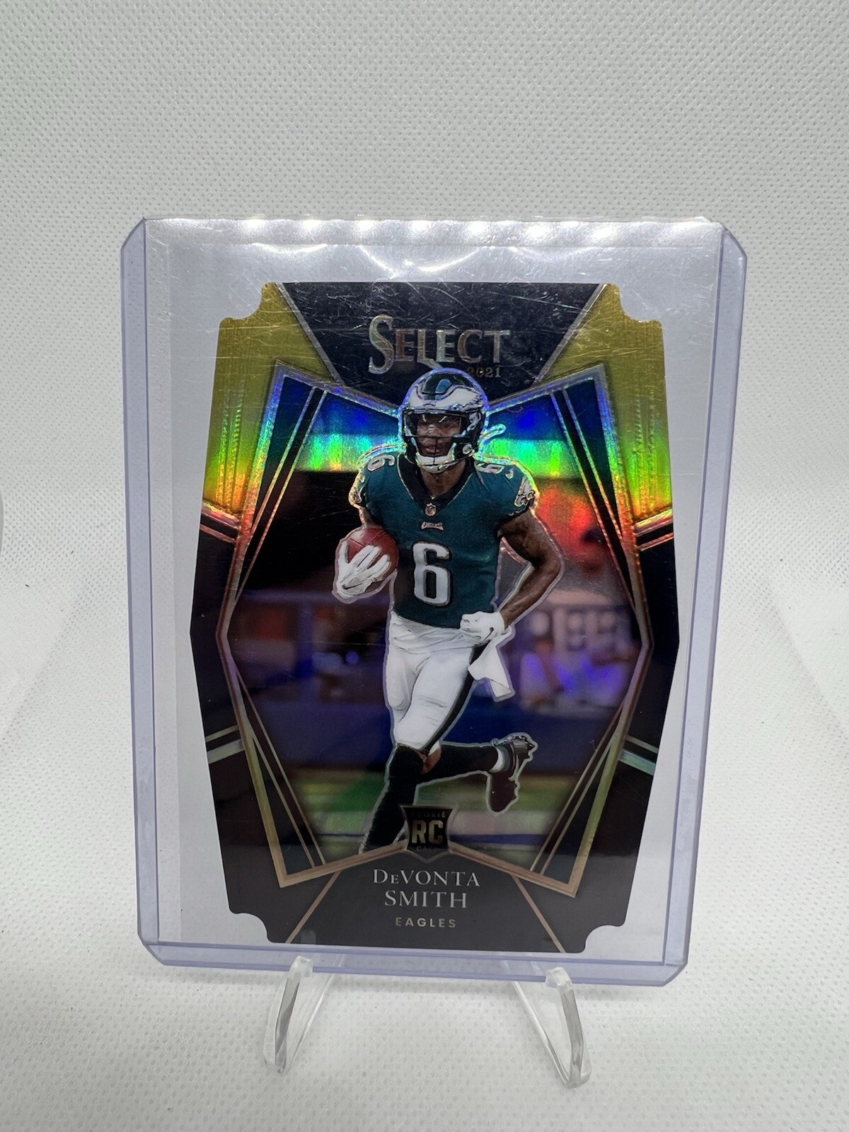 2021 PANINI SELECT DeVonta Smith PREMIER LEVEL PRIZM BLACK GOLD DIE-CUT ROOKIE