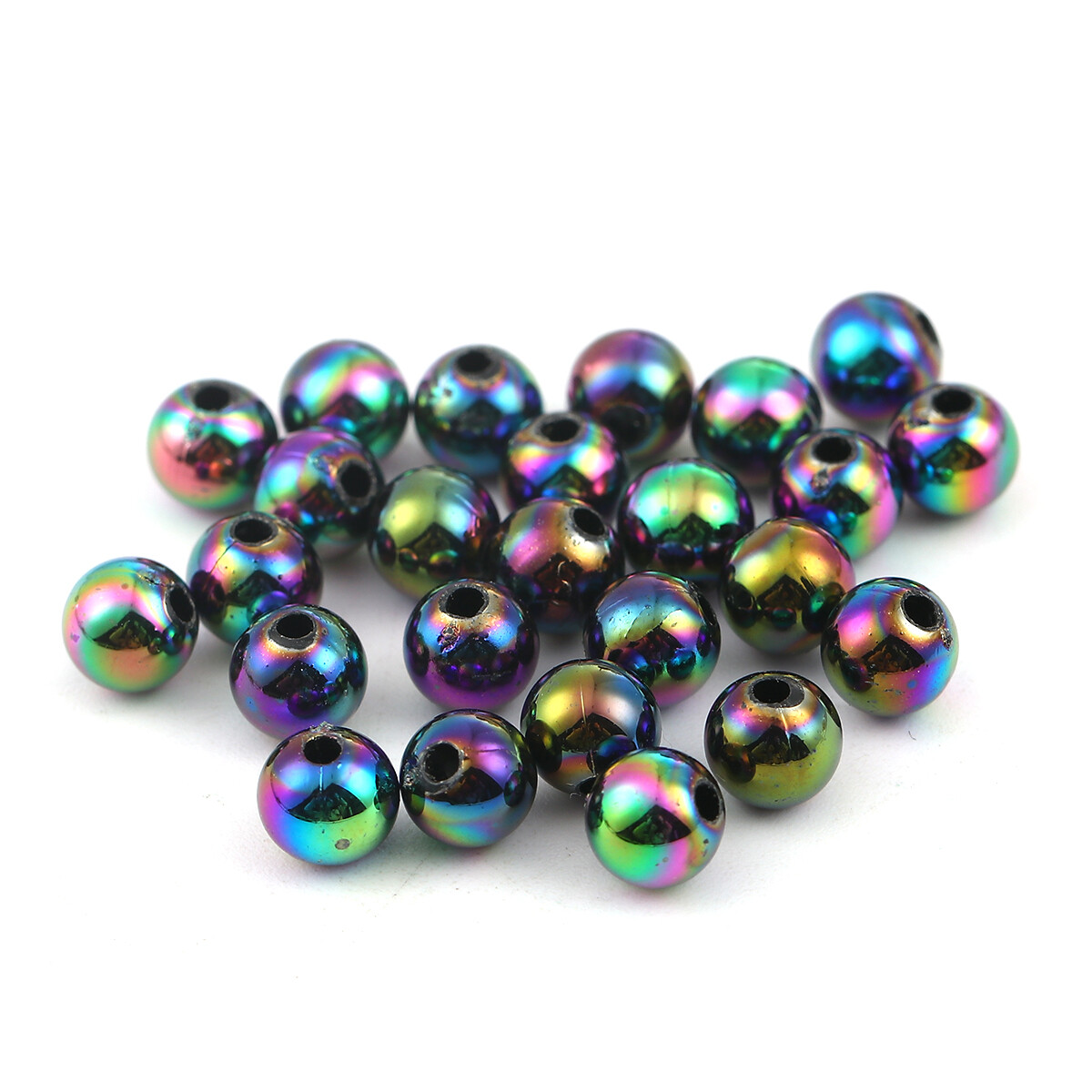 Purple/Green Acrylic Round 200pcs 6mm - Iridescent AB Coated Shimmer Jewellery