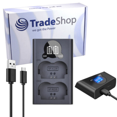 Dual Akku Ladegerät Ladestation USB-C für Fujifilm FinePix XT4 X-T4 Fuji NP-W235