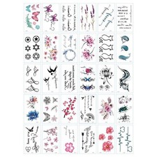 Mix Temporary Tattoos Set Flower Butterflies Tattoos 30 Sheets For Girls