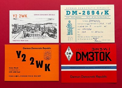 4 x DDR QSL AK Funk Karte SUHL Y2 2WK, DM-2694/K, DM3TOK 1968/81/89   ( 120461