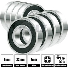8x 608 Ball Bearing ABEC-3 8mm x22mm x 7mm Rubber Seal Ball Bearing Skate Board