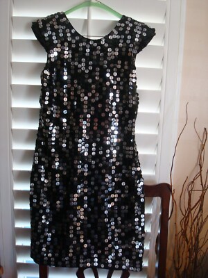 robert rodriguez sequin dress AUTHENTIC ROBERT RODRIGUEZ SEQUIN BLACK AND SILVER DRESS SIZE 2