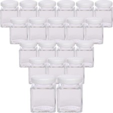 20 Mini Einmachgläser 50 ml Marmeladengläser Glasdose eckig  mit Deckel weiss