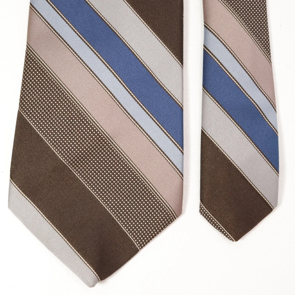 Corbata vintage Bill Blass para hombre 56 en azul marrón cacao diagonal rayas anchas Daytons Foto 3 de 4