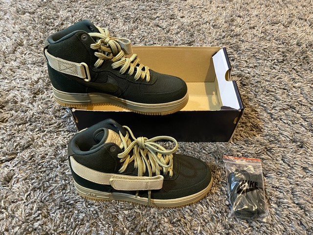 Nike high top green canvas sequoia olive Air Force 1 UT gum bottom 7 strap suede | eBay