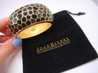 Tone Bangle Bracelet Velvet Bag Estate Vintage Joan Rivers Black Enamel Gold