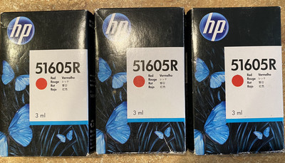 Lot Of 3 HP 51604A Genuine Original RED 3ml Printer Ink Cartridges 6/21