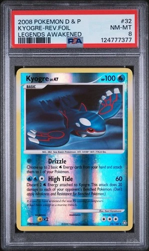 Kyogre - 32/146 - Pokemon Legends Awakened Reverse Holo Rare PSA 8