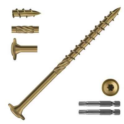 SG TZH #14 x 4 Inch Lag Screws (140Pcs) 4lb. Structural Wood x 4'', Bronze