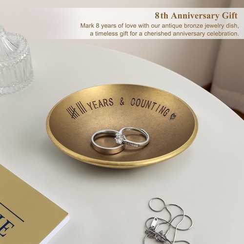 Elegant 4" Bronze Jewelry Organizer with Romantic Inscription - Anniversary Gift - Picture 5 of 9