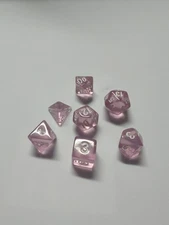7pcs Set of RPG Game Dice Pink Transparent Dungeons & Dragons  